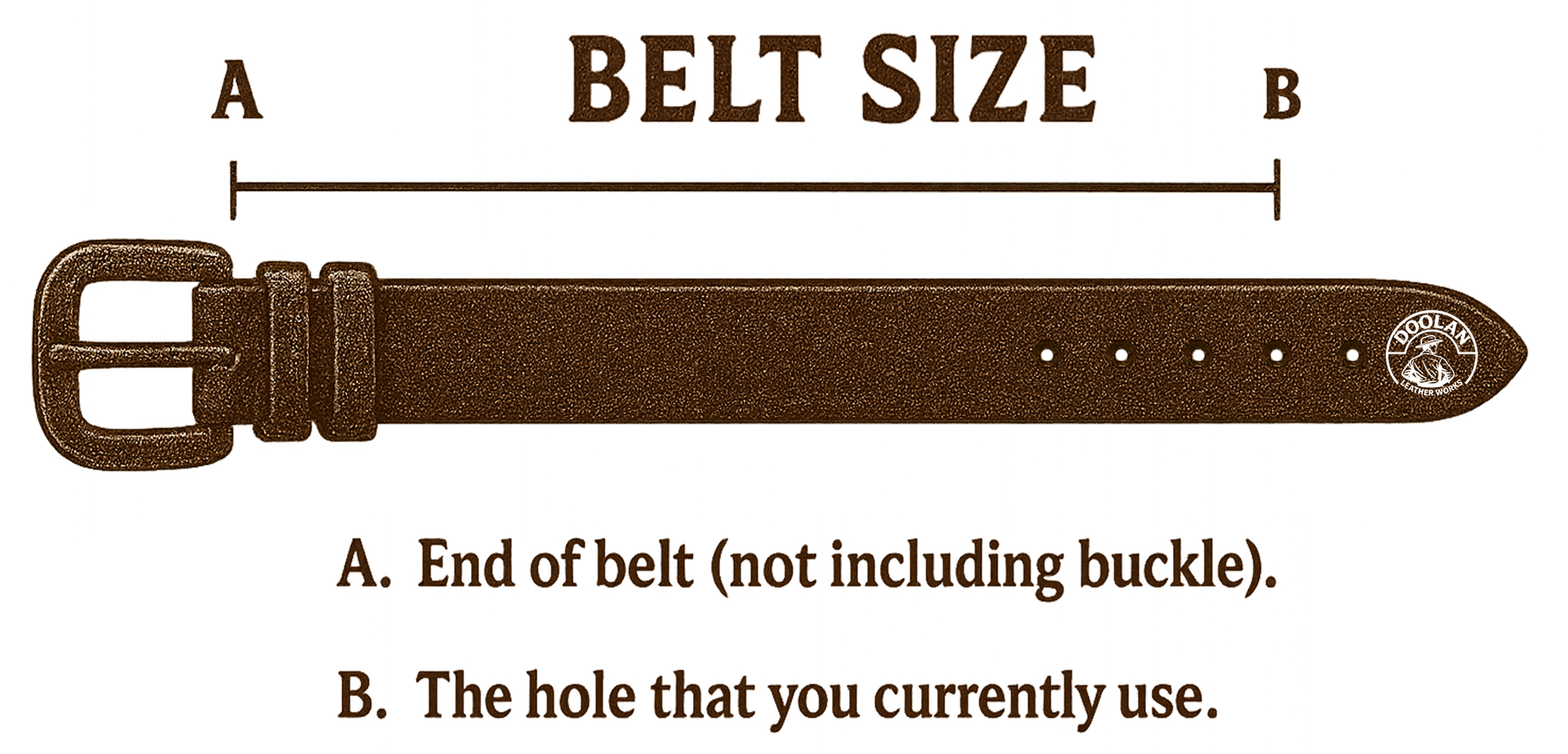 Brown belt with measurements for size determination on a transparent background
